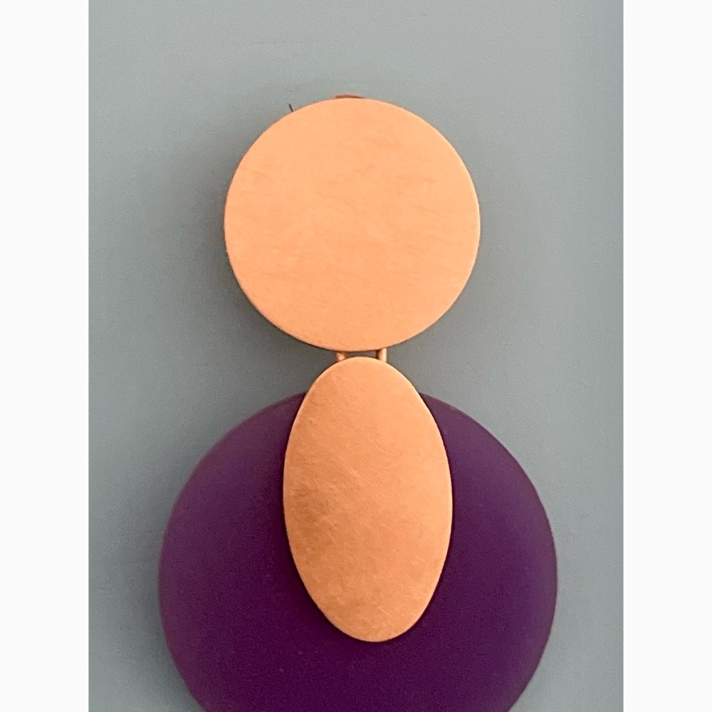 Purple and Gold-Toned Statement Clip-On Earrings - Picture 5 of 10